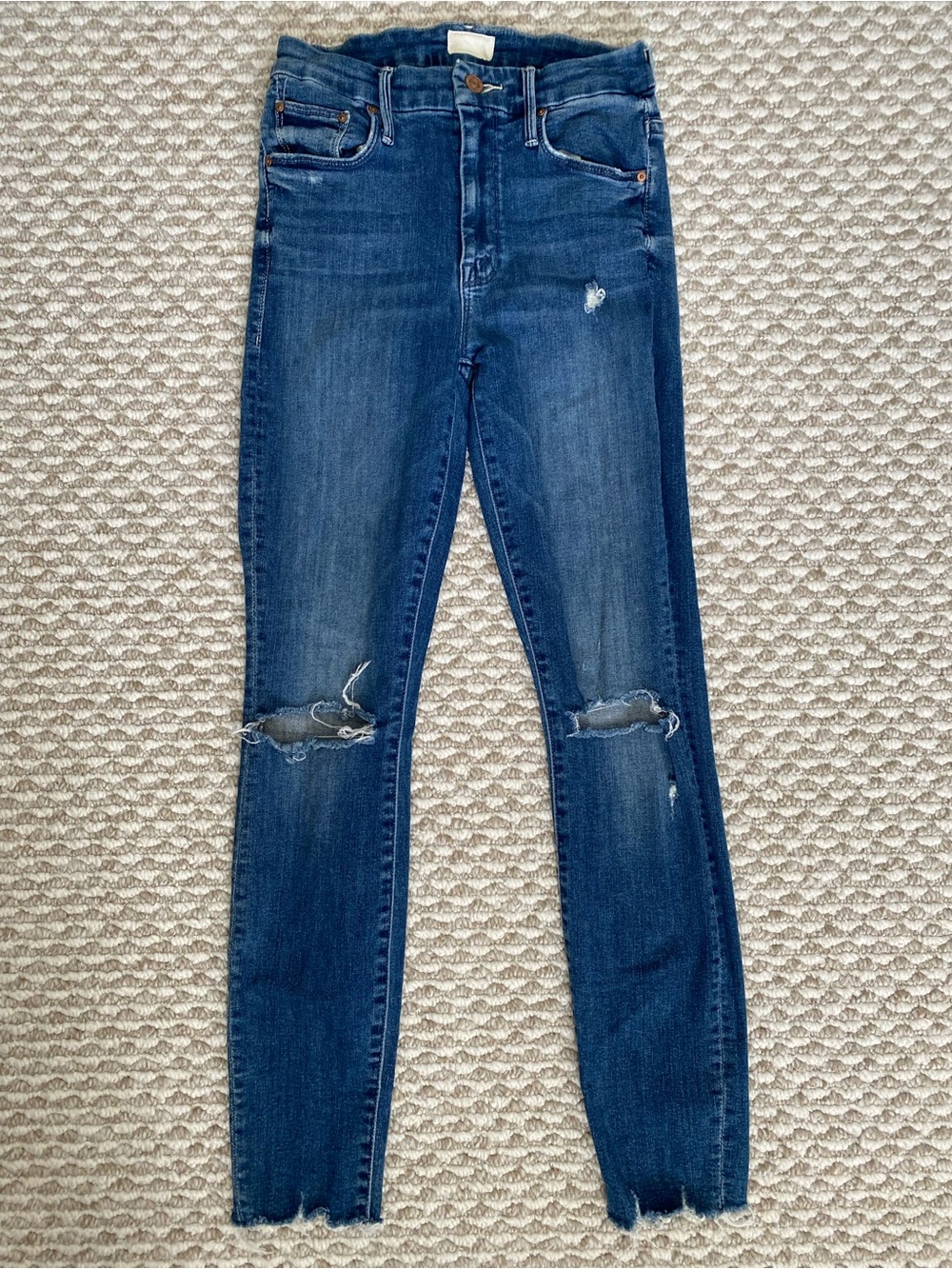 Mother High Waisted Looker Ankle Fray Jeans